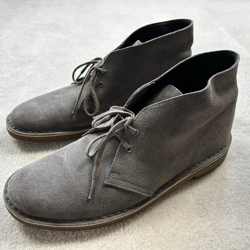 Clarks Bushacre 3 Chukka Boots Suede Leather Mens 9 Gray